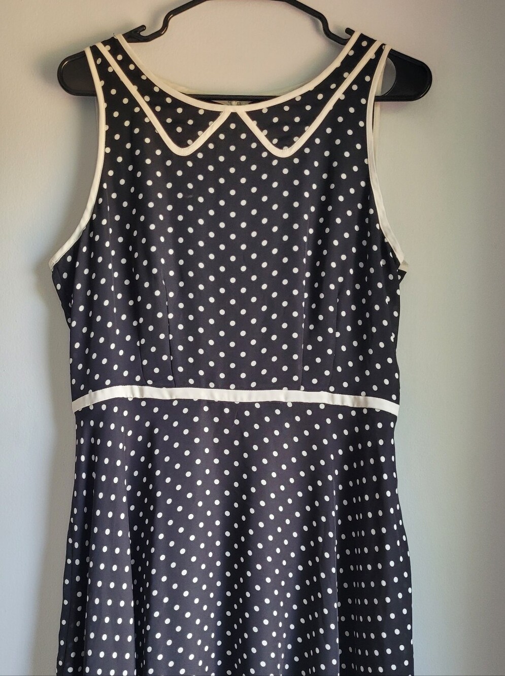 Laura Conrad Black Polka Dot Sleeveless Fit & Flare Dress with Contrast Trim 14